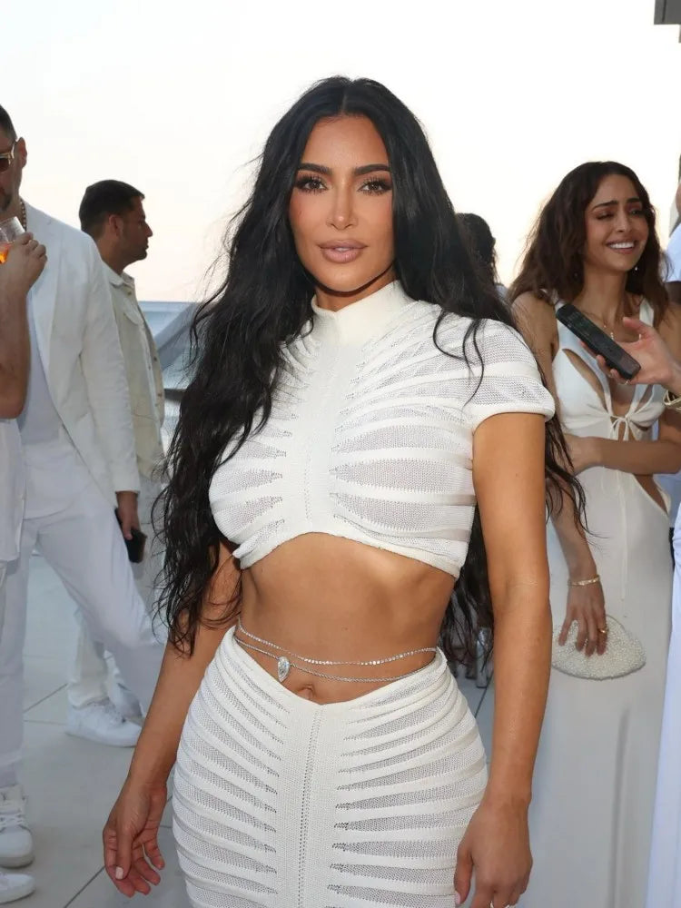 Crochet Knit Crop Top & Maxi Skirt Set