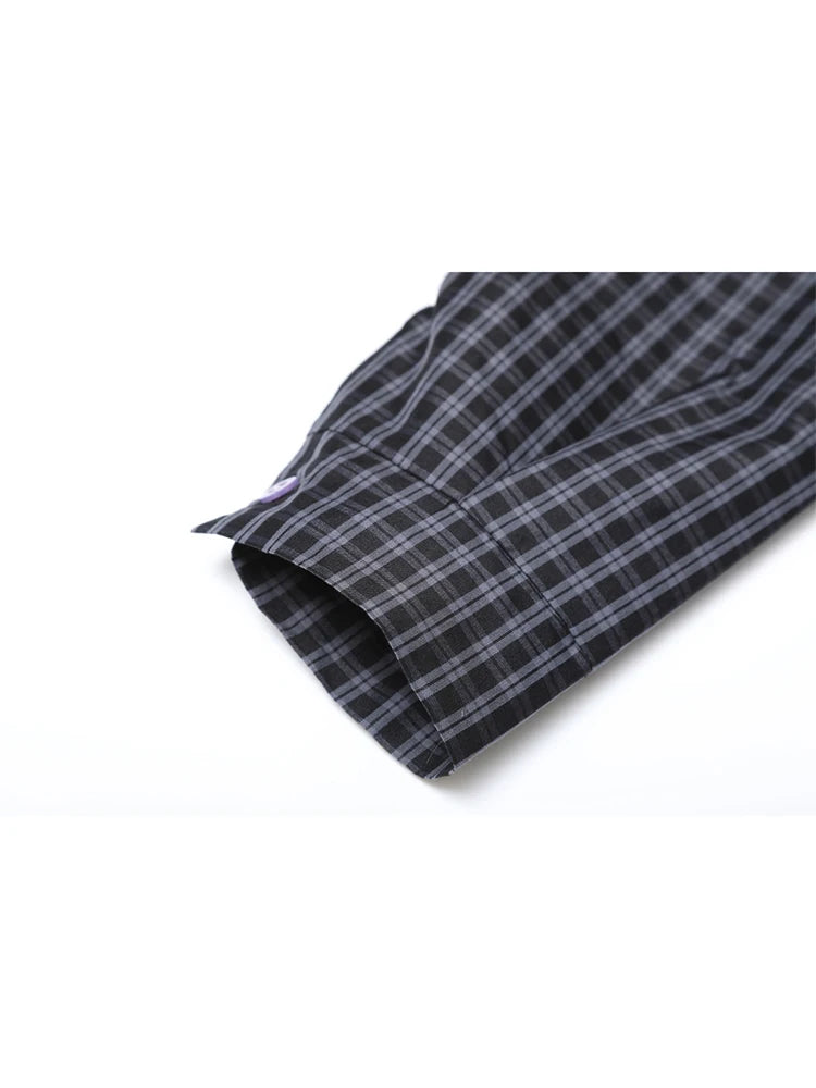 Y2K Plaid Bow Long Sleeve Shirt