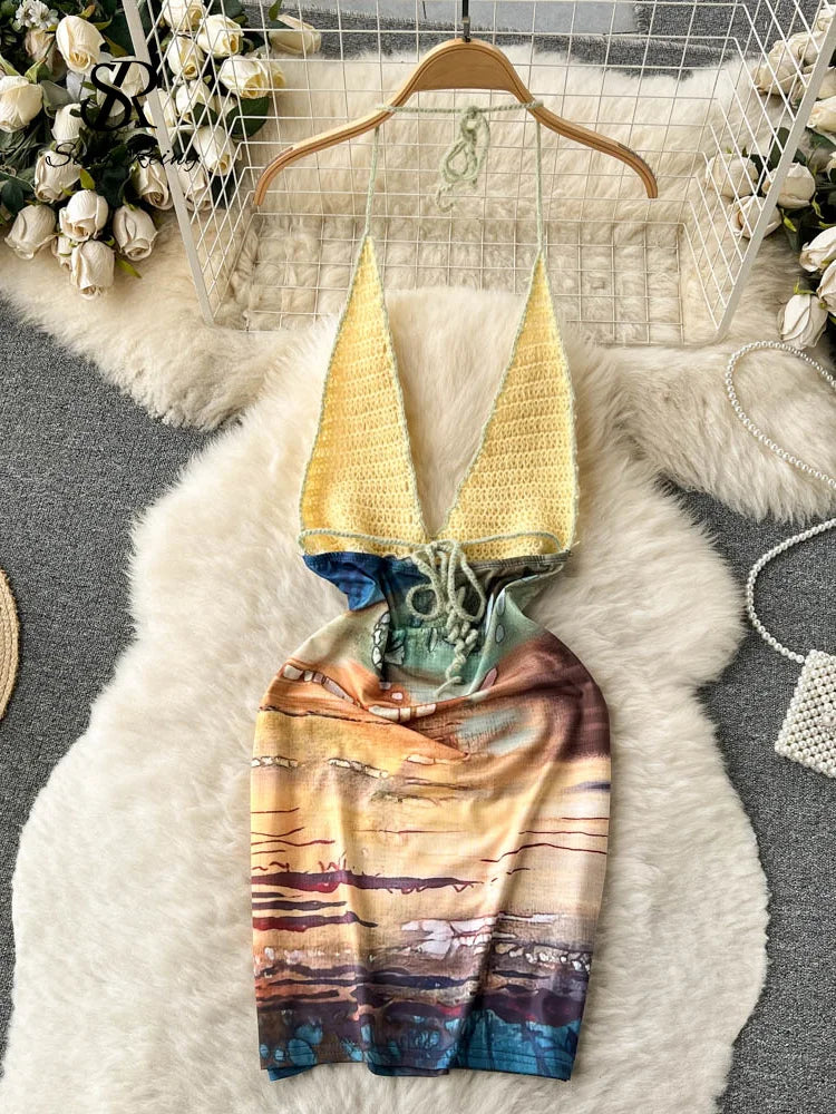 Bohemian Halter Knit Sundress