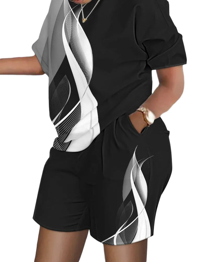 Letter Print T-Shirt & Shorts Set
