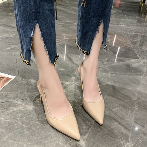 2024 Summer Casual Pointed Toe Stiletto Sandals Elegant Banquet High Heels