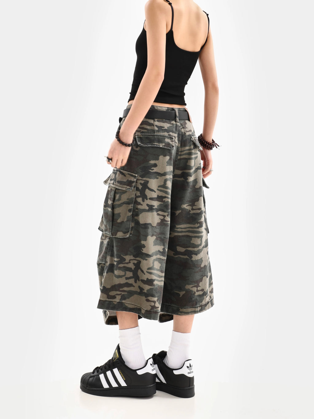 Camo Loose Cargo Capri Shorts
