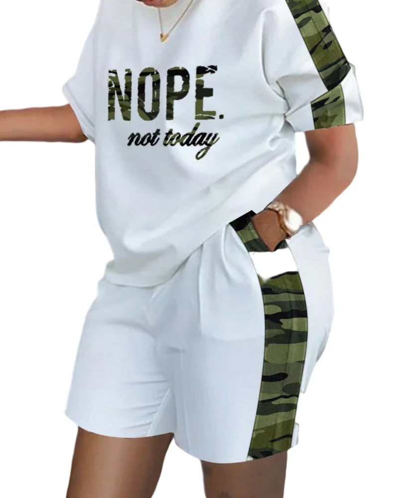 Letter Print T-Shirt & Shorts Set