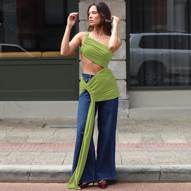Backless Crop Top & Side Slit Skirt Set