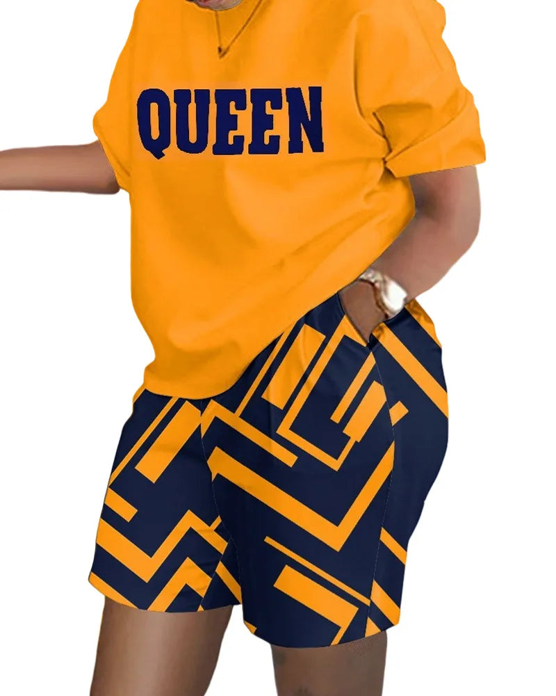 Letter Print T-Shirt & Shorts Set