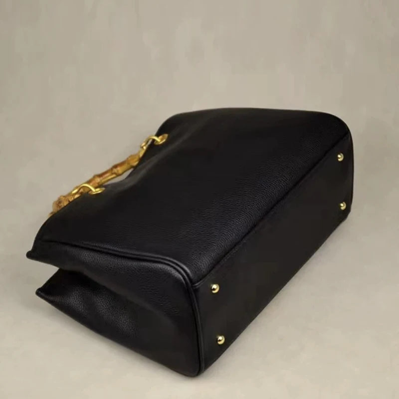 England Style Tote Bag with Bamboo Handle