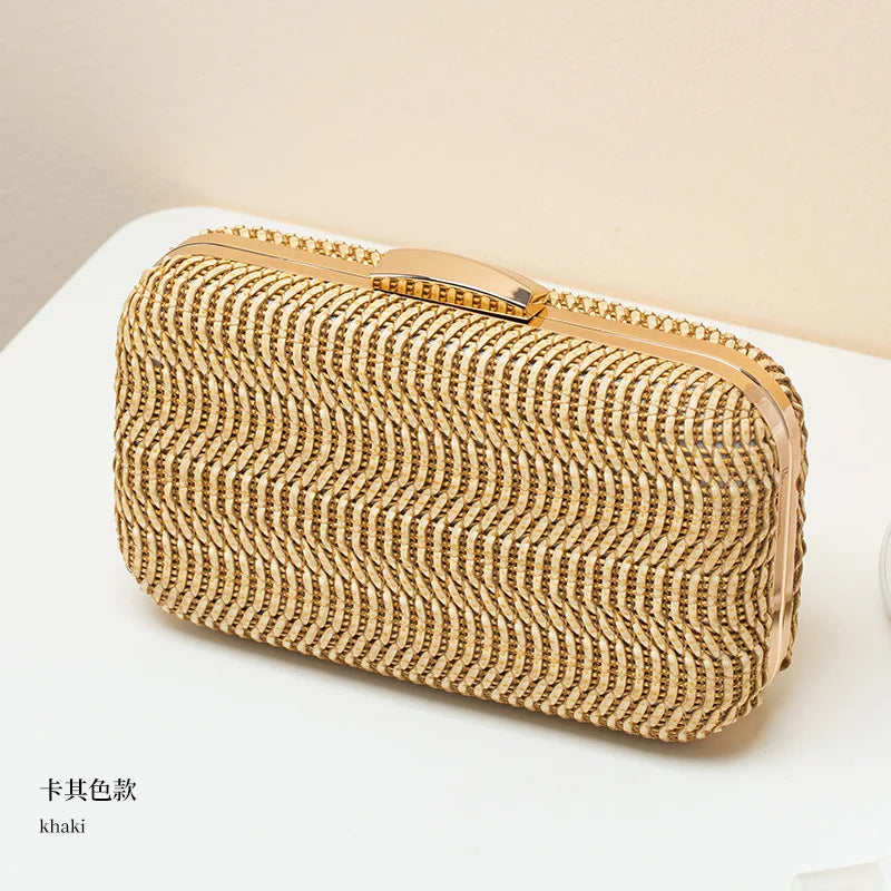 Casual Woven Straw Clutch Shoulder Bag for Women