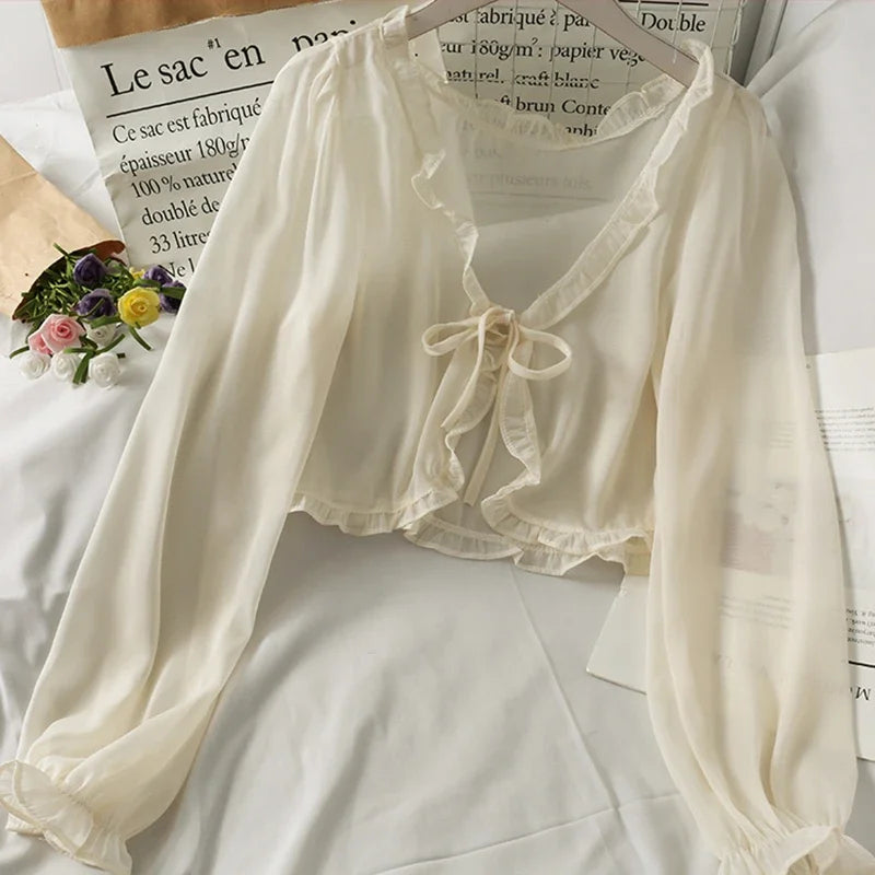 Lace Bow Ruffle Sun-Protection Cardigan