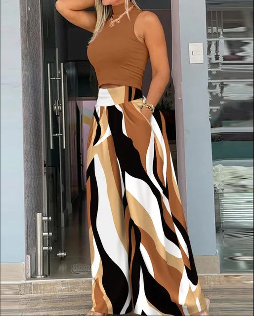 Sleeveless Tank & Wide Leg Pants Set