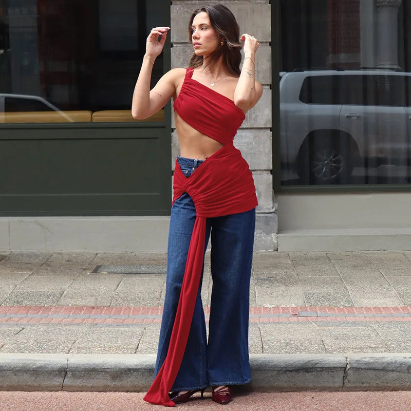 Backless Crop Top & Side Slit Skirt Set