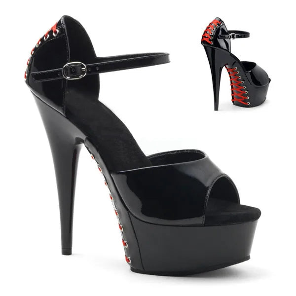 Women's Gothic Stripper Platform Sandals 15cm Peep Toe Exotic Heels