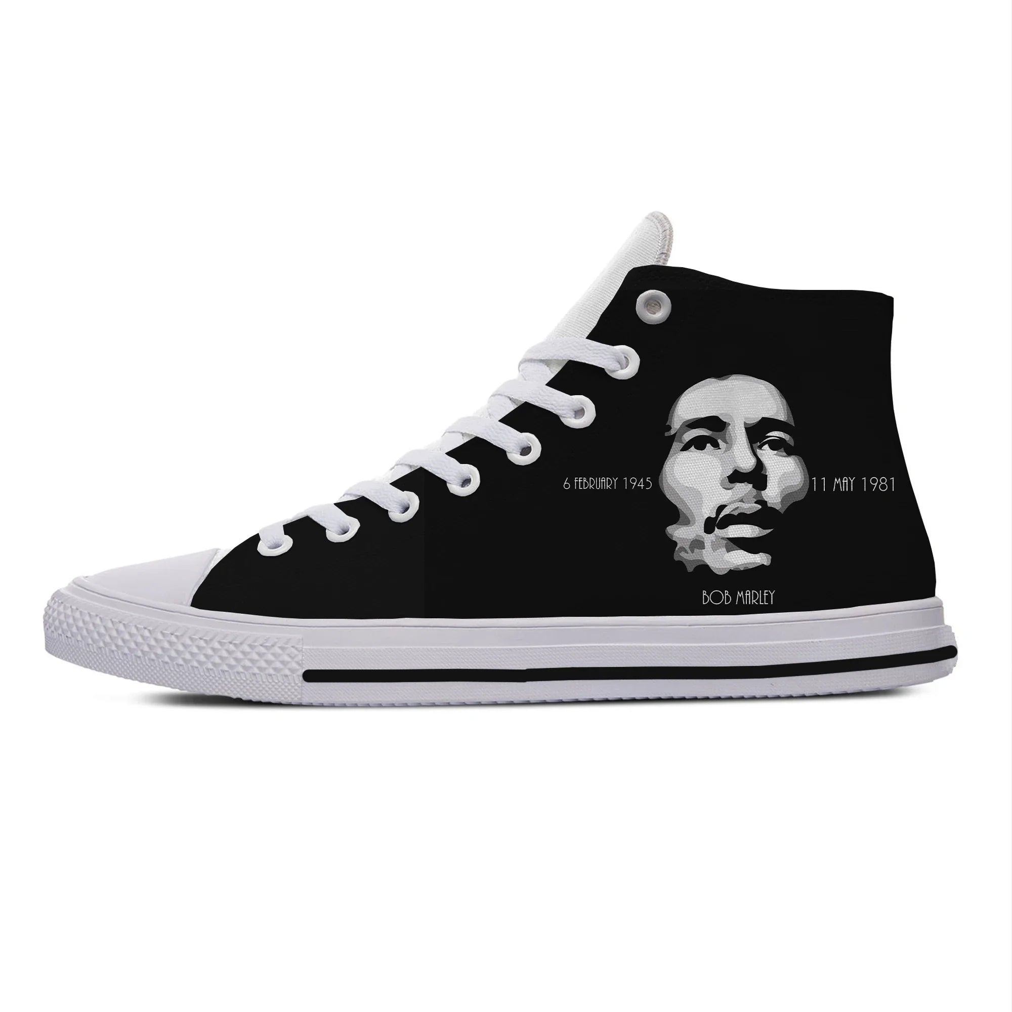 Hot Summer Legend Bob Marley Reggae Music Novelty Design Lightweight High Top Canvas Shoes Men Women Casual Breathable Sneakers