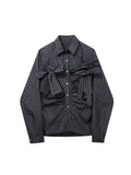 Y2K Plaid Bow Long Sleeve Shirt