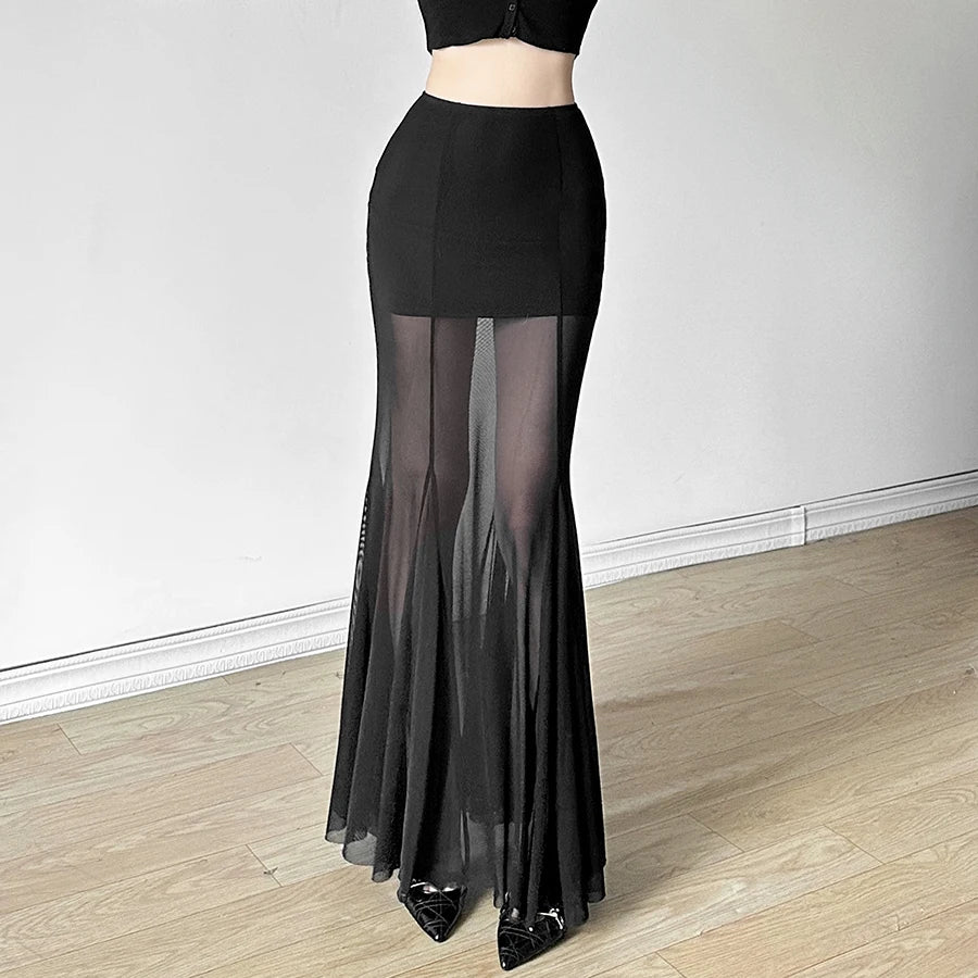 Sheer Mesh Fitted Mini Skirt