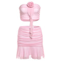 Sylcue 2025 Spring New Pink Sweet Gentle Cute High Street Trendy Cool Women's Vest Pleated Skirt Two-piece Set
