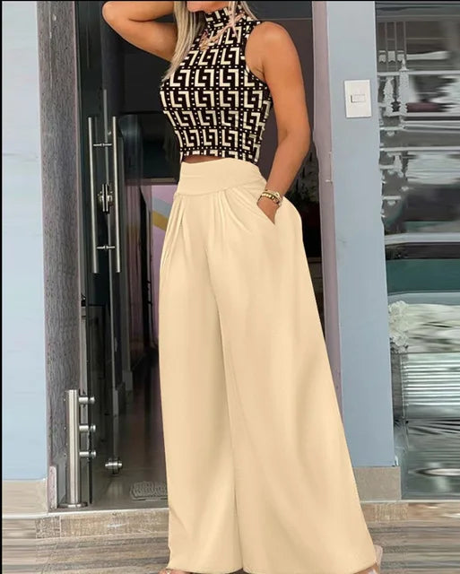 Sleeveless Tank & Wide Leg Pants Set