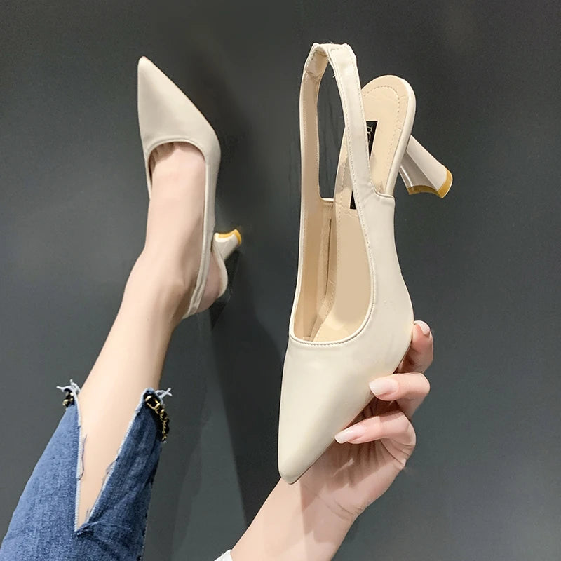 2024 Summer Casual Pointed Toe Stiletto Sandals Elegant Banquet High Heels