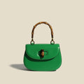 Vintage Bamboo Leather Crossbody Satchel for Women