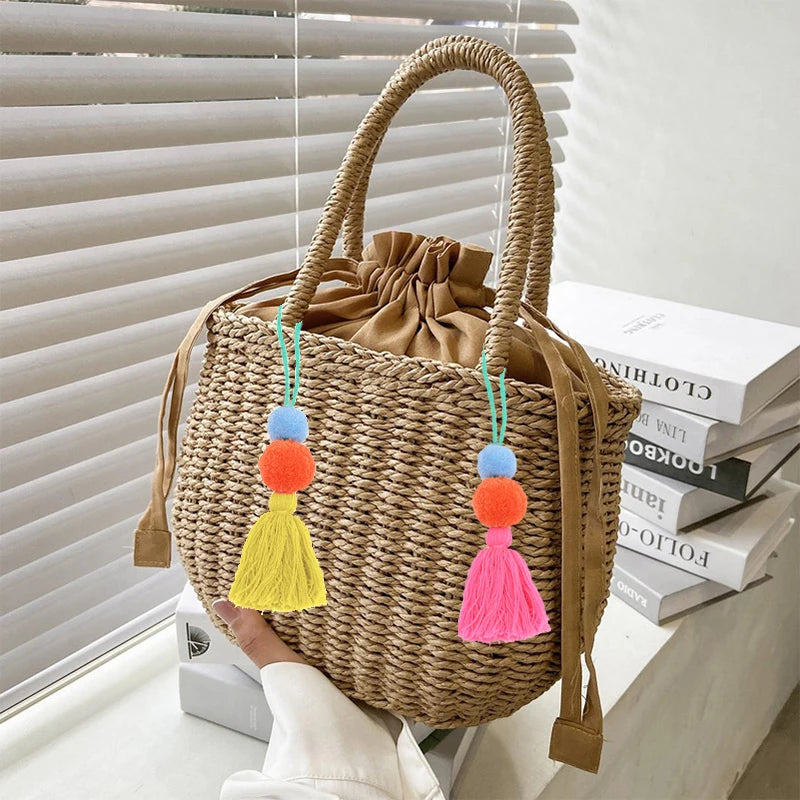 Women's Small Rattan Woven Basket Beach Tote