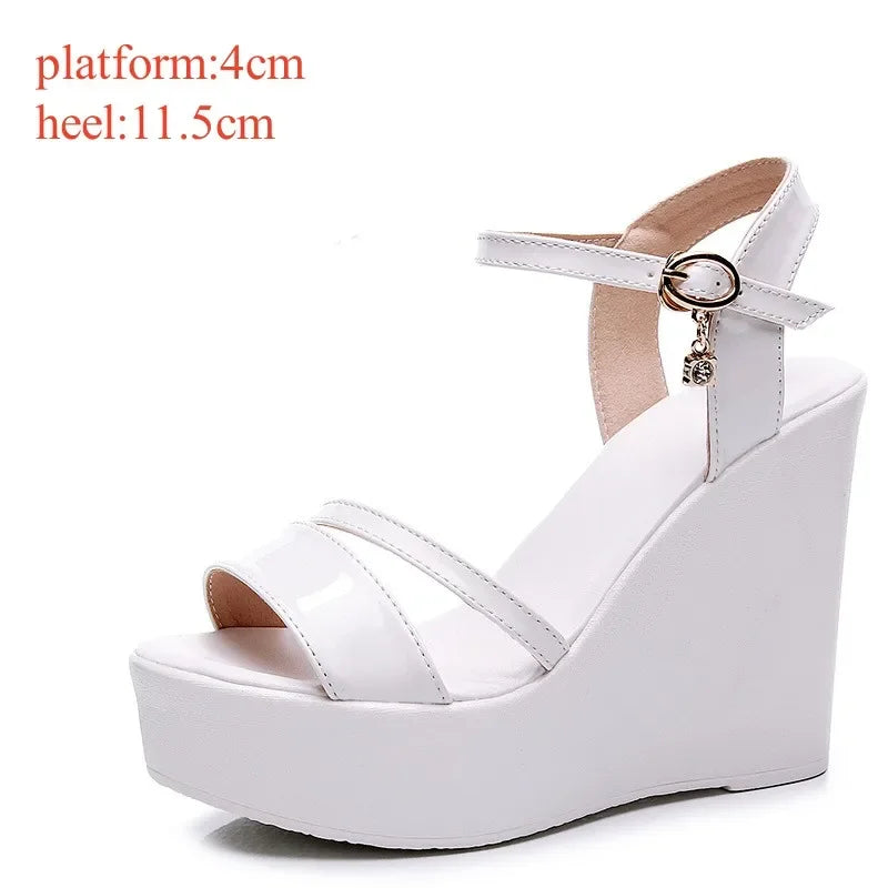 Cowhide Leather Platform Wedge High Heel Sandals Office Beach Size 33-43