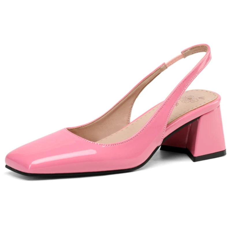 Women's Block Heels Pumps Elegant Summer Sandals Close Toe Slingback Office Wedding Dress Shoes