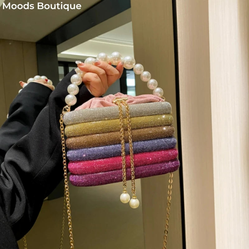 Pearl Beads Chain Crossbody Evening Clutch for Women