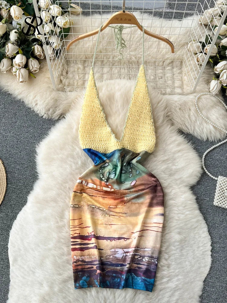 Bohemian Halter Knit Sundress
