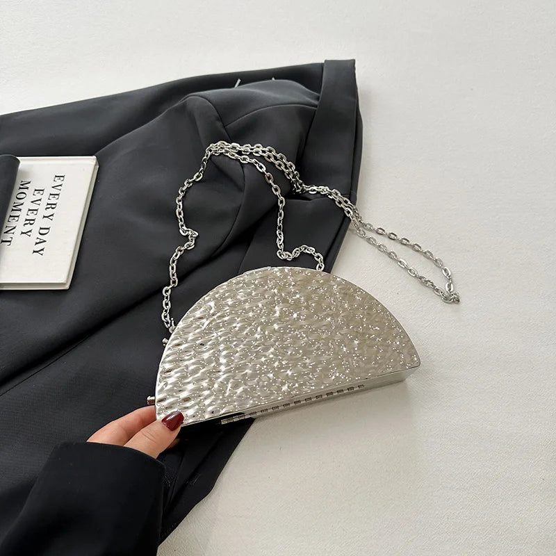 Luxury Golden Evening Bag with Chain Strap for Women