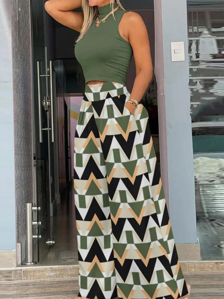 Sleeveless Tank & Wide Leg Pants Set