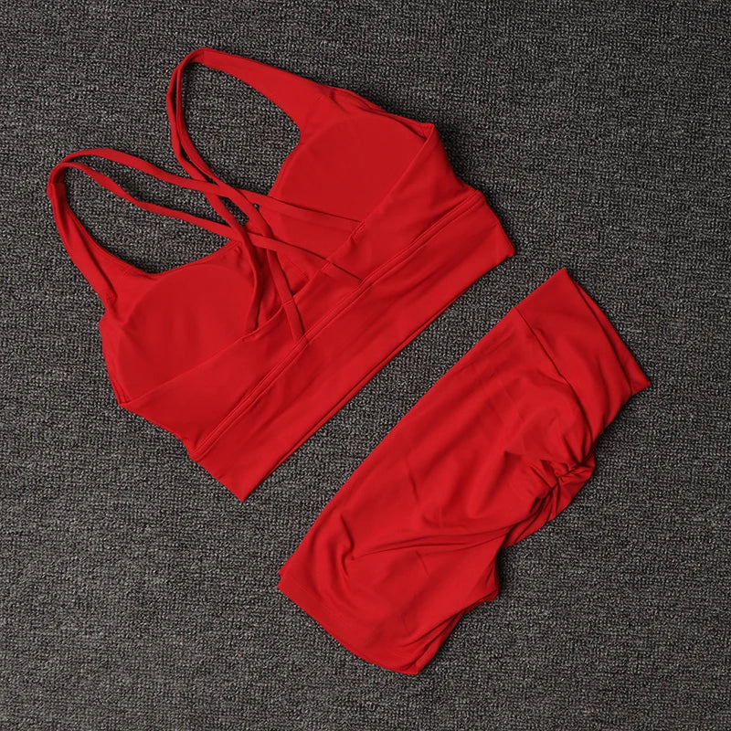V-Back Sports Bra & High Waist Shorts Set