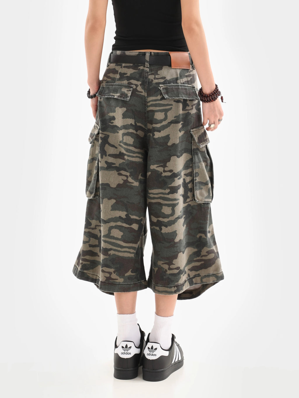Camo Loose Cargo Capri Shorts