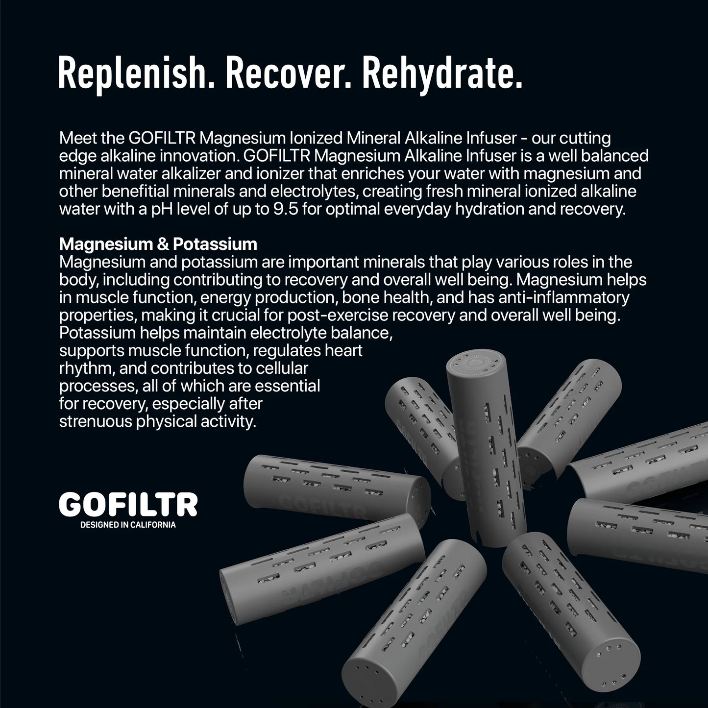 32 Oz Insulated Alkaline Water Bottle - Generates 9.5 pH Alkaline Water