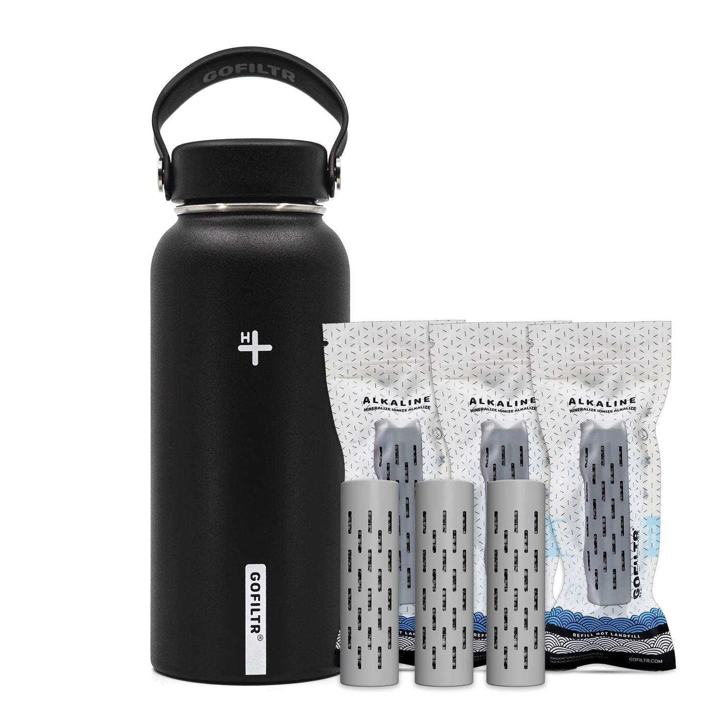 32 Oz Insulated Alkaline Water Bottle - Generates 9.5 pH Alkaline Water