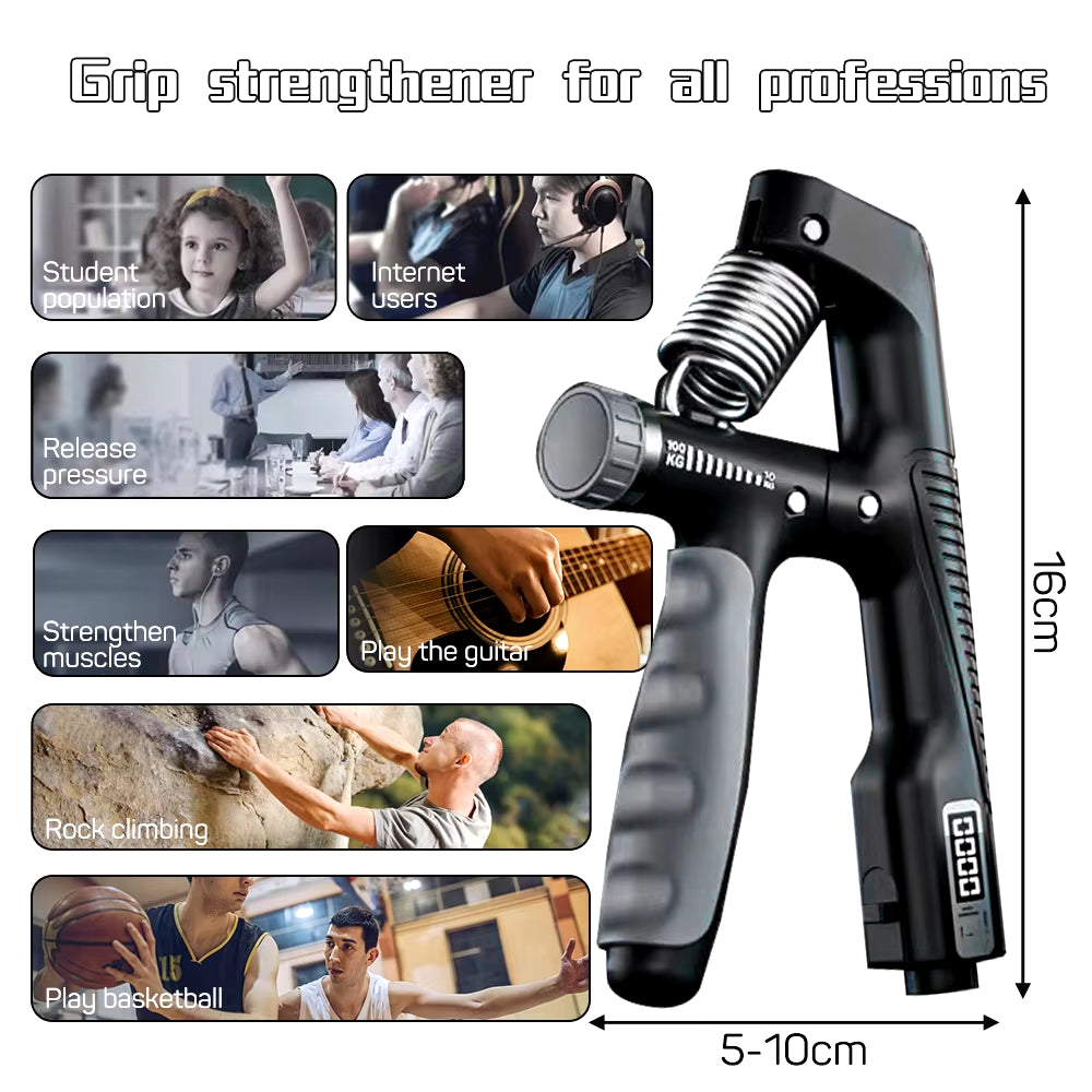 Adjustable Smart Grip Strengthener (10-100KG) for Power Training and Finger Flexibility