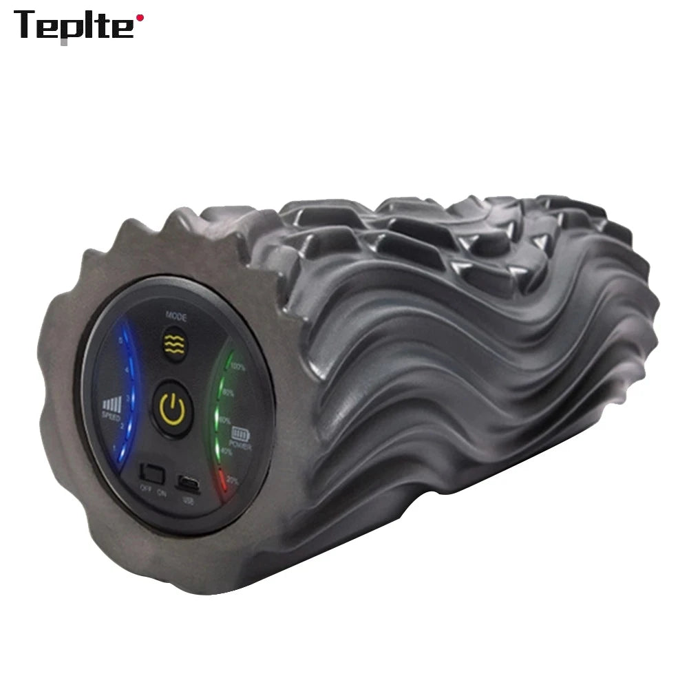 Electric Foam Roller with Vibration Massage – 4 Speed Rechargeable Column for Deep Tissue Muscle Relaxation – Ideal for Home Gym and Yoga