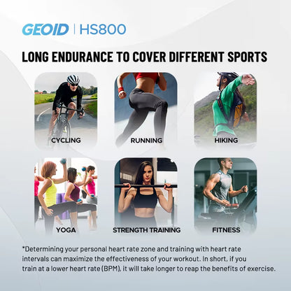 GEOID HS800 Heart Rate Monitor and Fitness Tracker with Chest Strap for Exercise, Cycling, and Yoga
